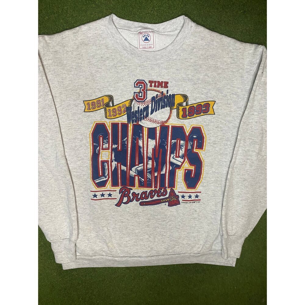 1993 Atlanta Braves - 3 Time Div Champs - Vintage MLB Sweatshirt (Youth XL)